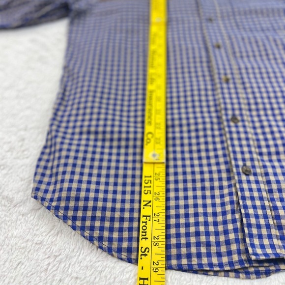 Chesapeake Bay Hunting‎ Shirt Men's SMALL Blue Tan Gingham Check Shoulder Patch - Picture 7 of 7
